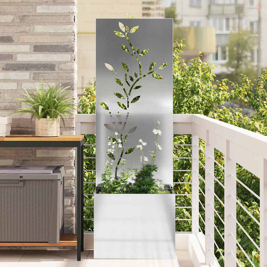 Garten Sichtschutz-Leinwand Floral Silber 50 x 32 x 150 cm