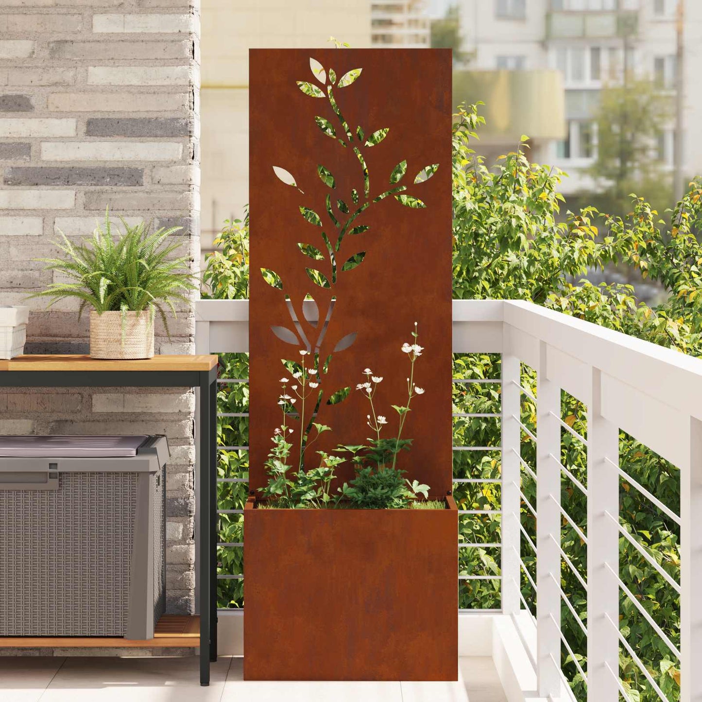 Toile de brise-vue de jardin aspect rouille 50 x 140 cm Acier résistant aux intempéries