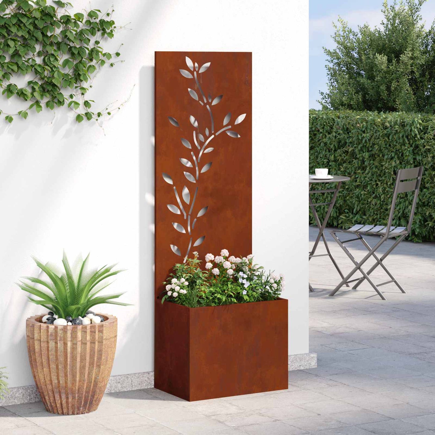 Toile de brise-vue de jardin aspect rouille 50 x 140 cm Acier résistant aux intempéries