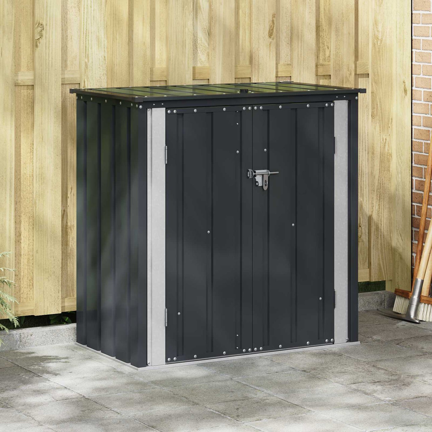 Gartenlagerbox Schwarz 101,5 x 57 x 100,5 cm Stahl