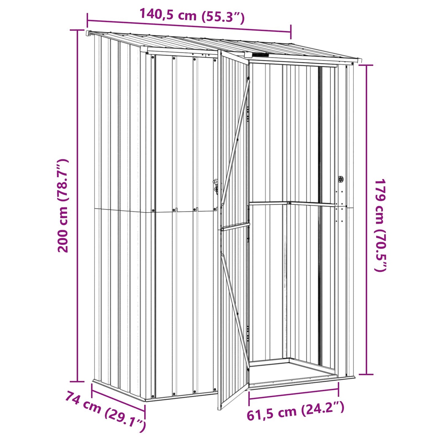 Gartenhütten Braun 140,5 x 74 x 200 cm Metall