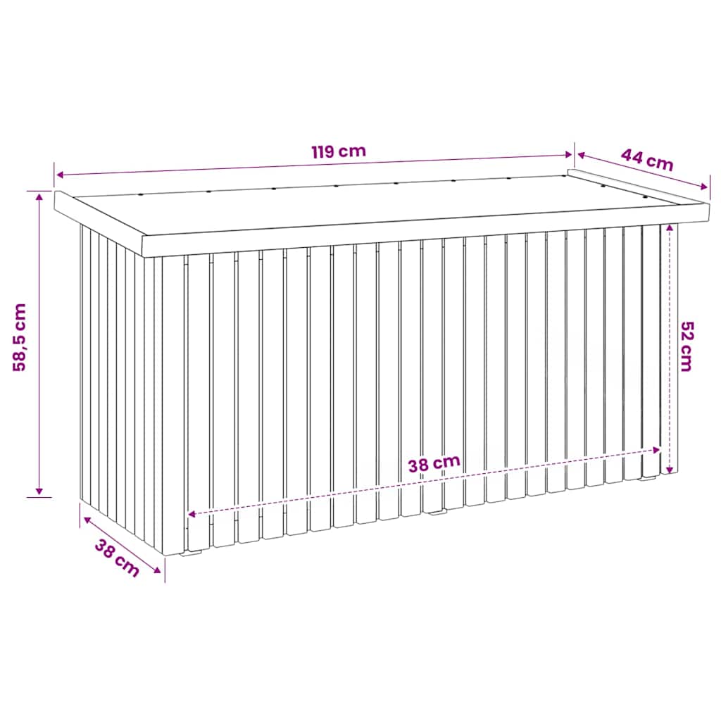 Gartenlagerbox Natur 119 x 44 x 58 cm Imprägniertes Kiefernholz