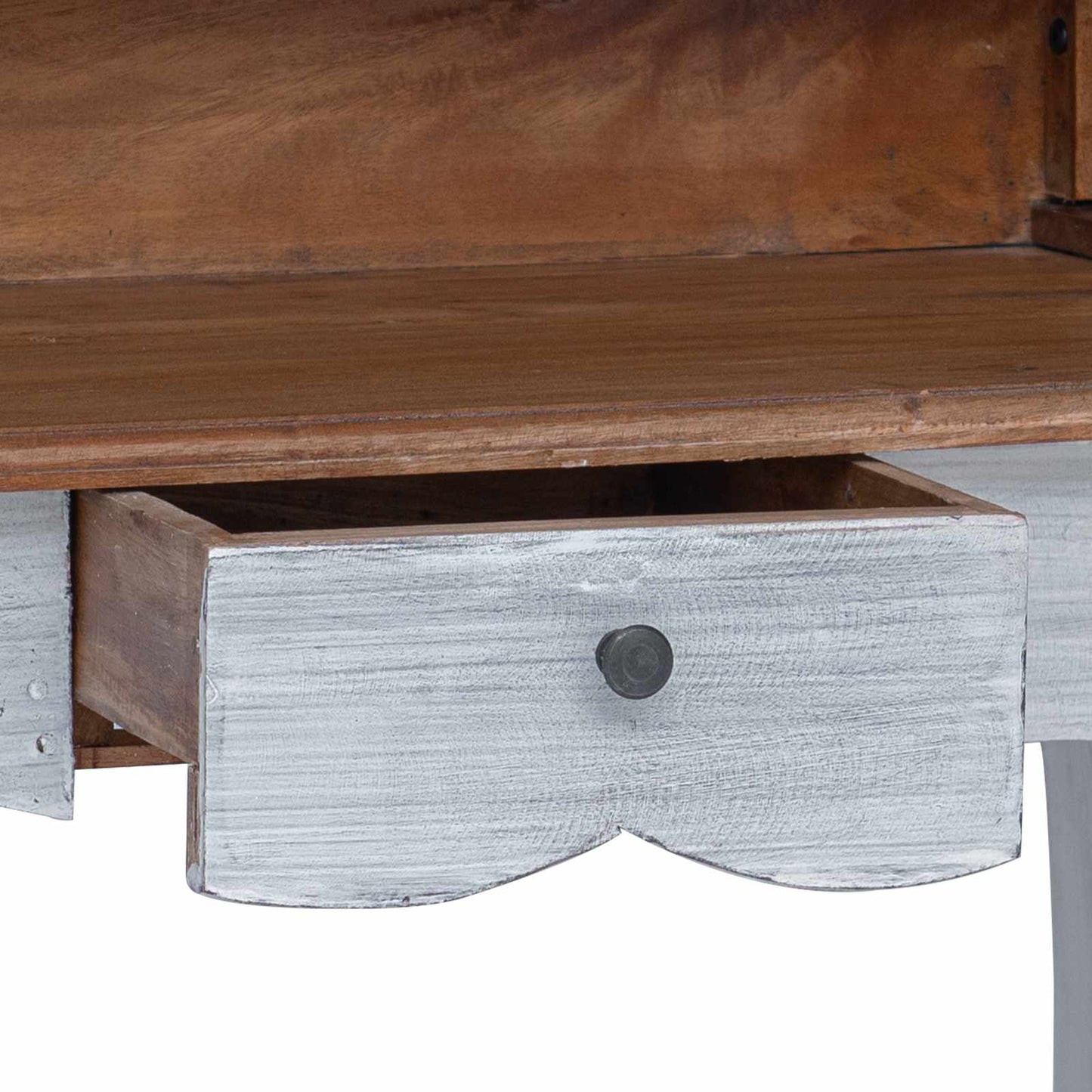 Schreibtisch Braun und Weiß 80 x 40 x 92 cm Massivholz Mahagoni