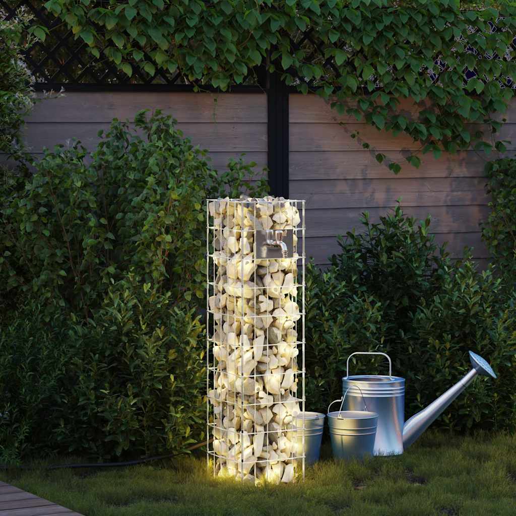 Gabionen Wasserhahn Silber 25 x 25 x 100 cm Edelstahl