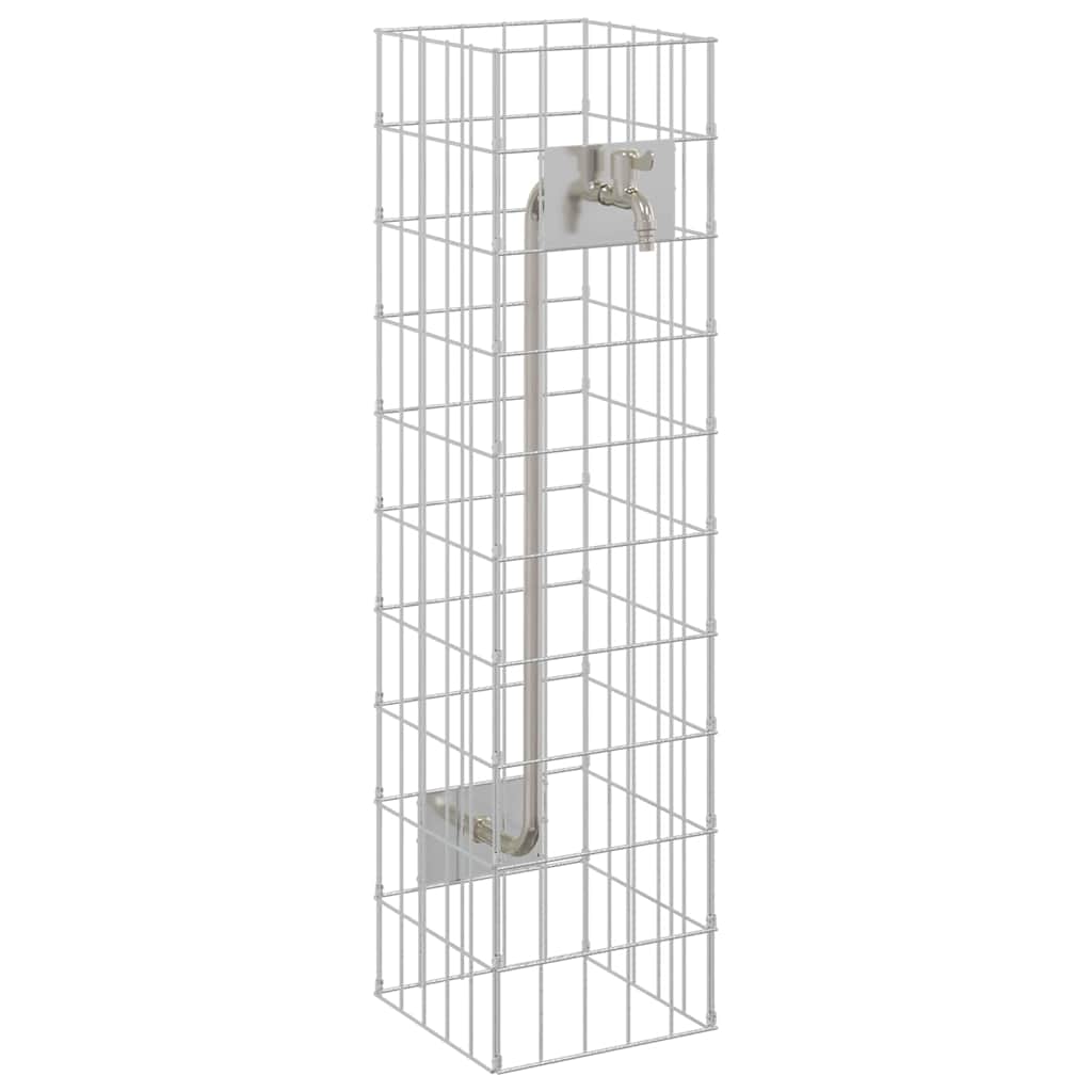 Gabionen Wasserhahn Silber 25 x 25 x 100 cm Edelstahl