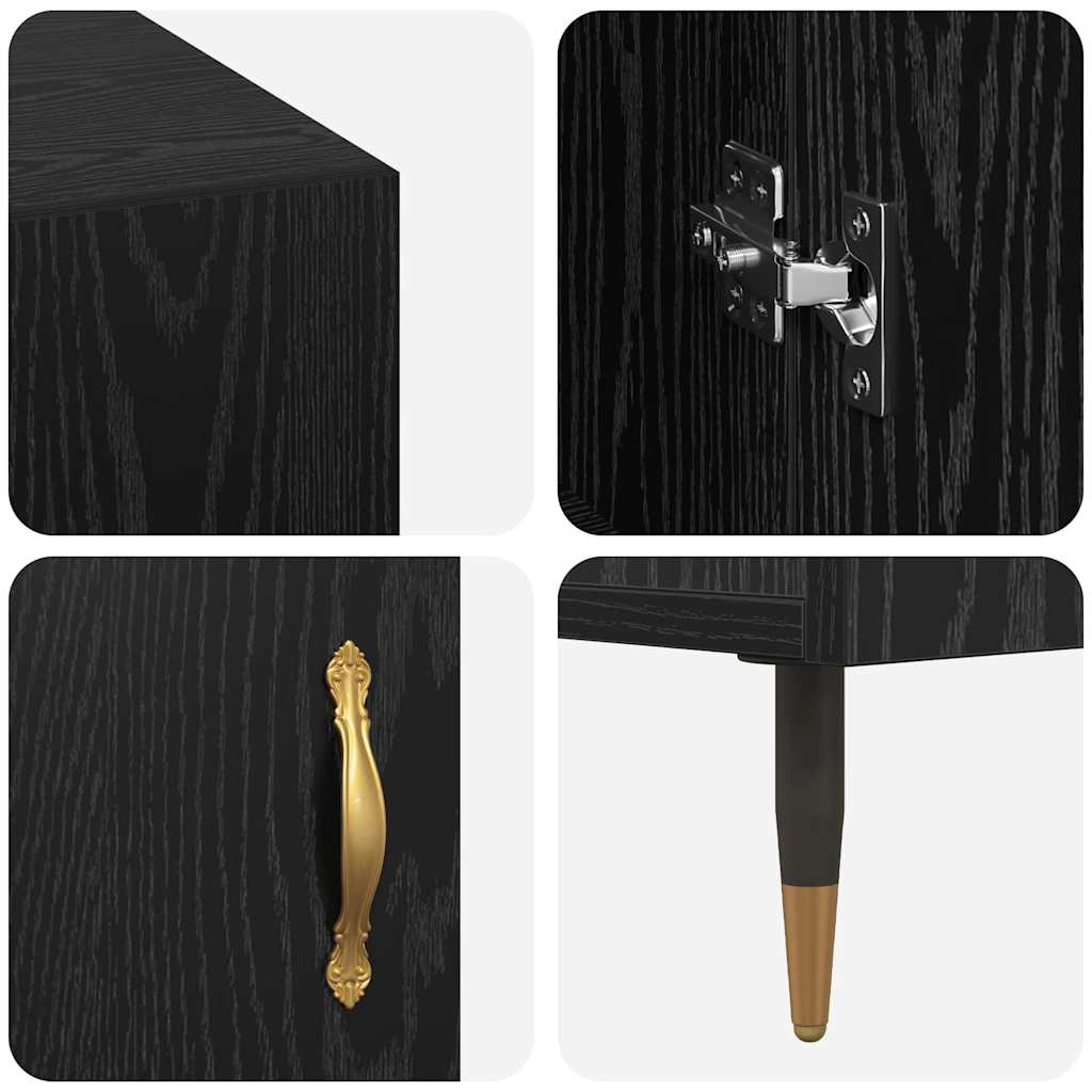 Desk with Shelf Black Oak Effect 140 x 50 x 75 cm