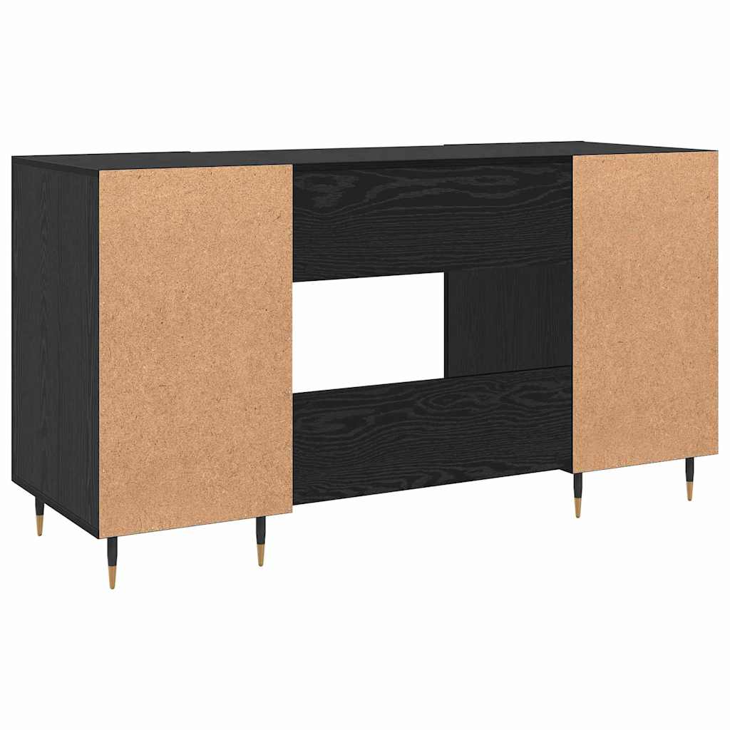 Desk with Shelf Black Oak Effect 140 x 50 x 75 cm