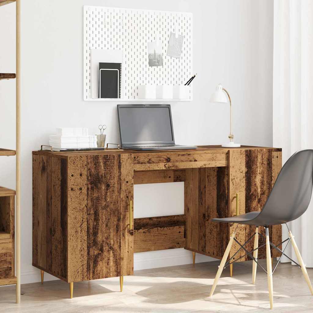 Desk with Shelf Reclaimed Wood 140 x 50 x 75 cm Engineered Wood