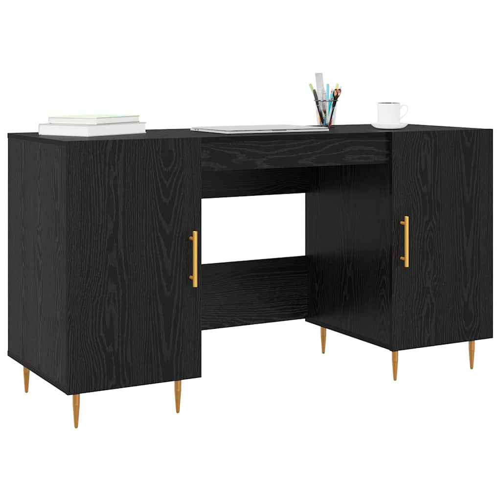 Schreibtisch mit Regal Schwarz Eichen-Optik 140 x 50 x 75 cm