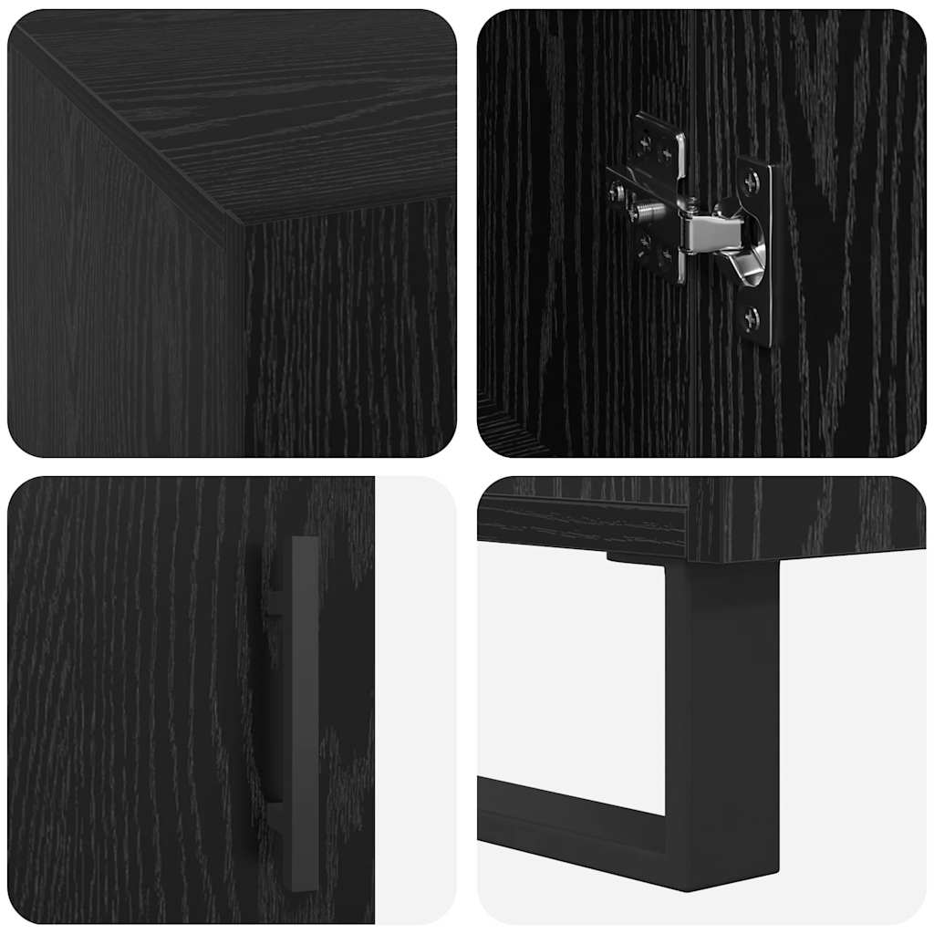 Bureau avec étagère noir aspect chêne 140 x 50 x 75 cm