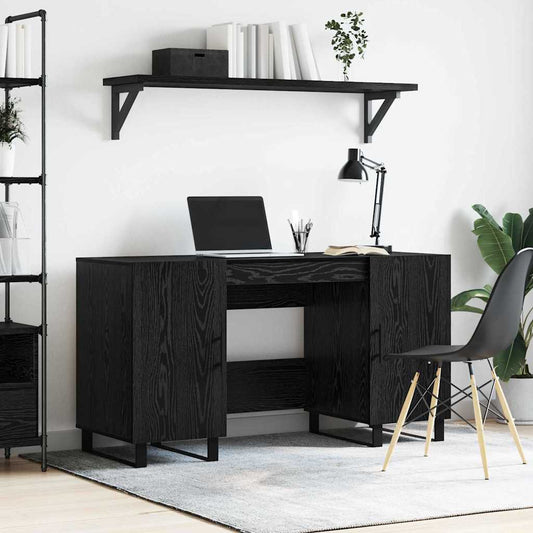 Schreibtisch mit Regal Schwarz Eichen-Optik 140 x 50 x 75 cm