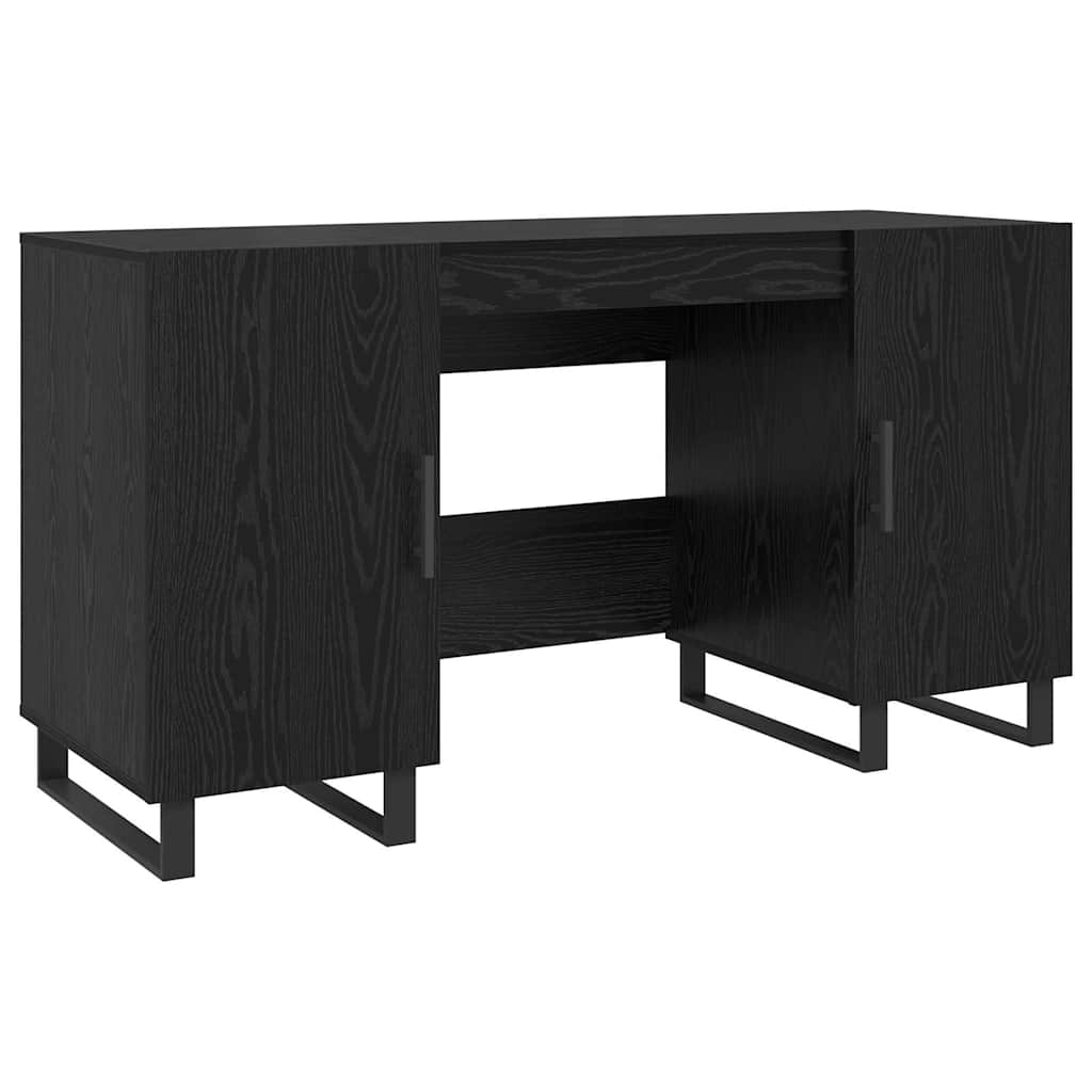 Bureau avec étagère noir aspect chêne 140 x 50 x 75 cm