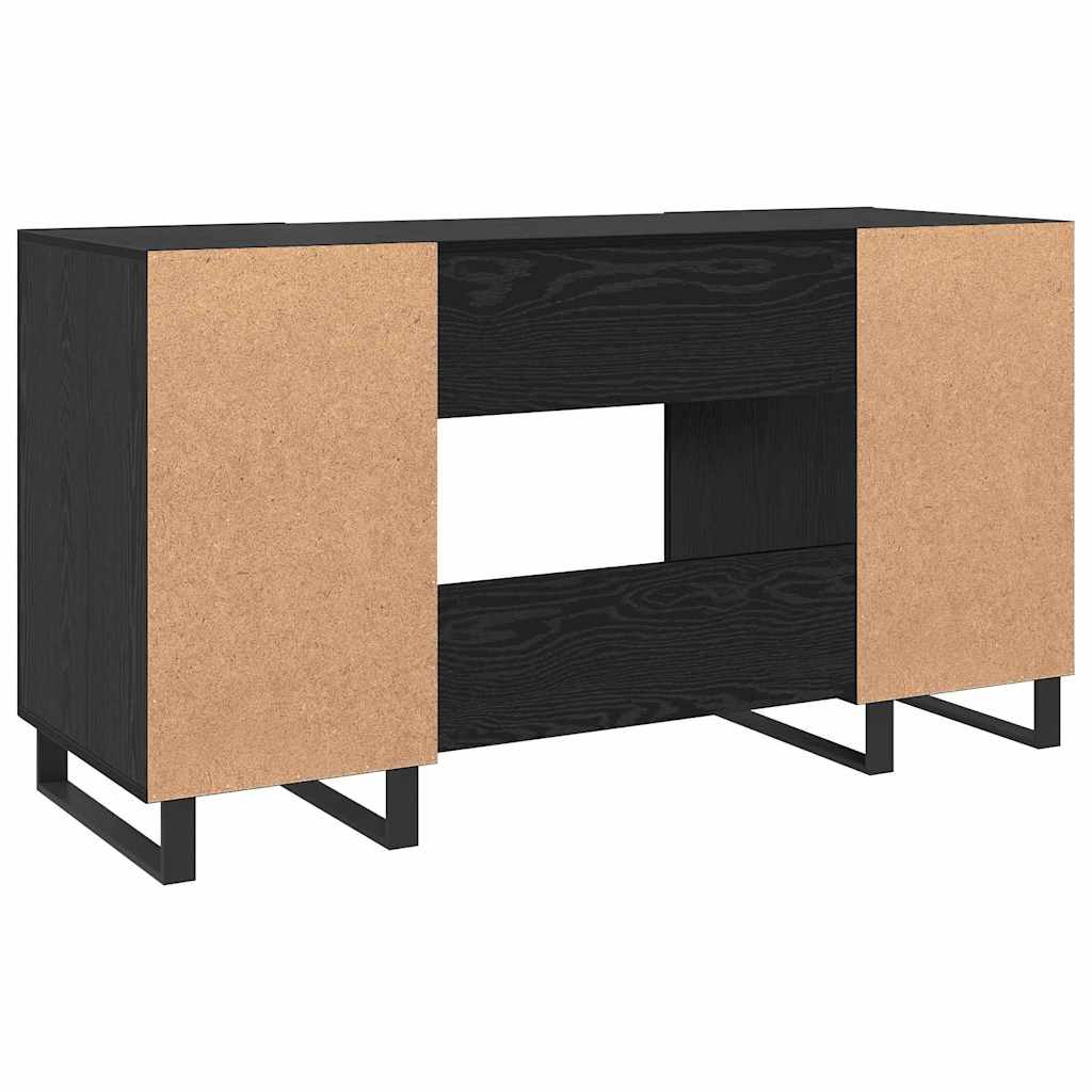 Bureau avec étagère noir aspect chêne 140 x 50 x 75 cm