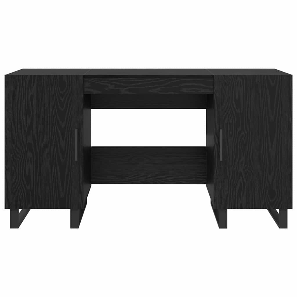 Bureau avec étagère noir aspect chêne 140 x 50 x 75 cm