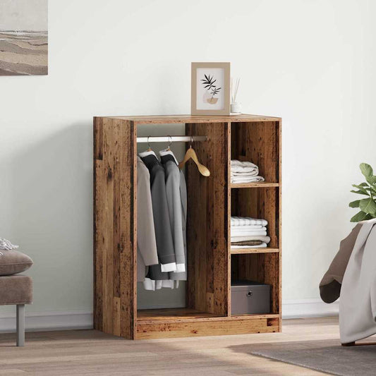 Kleiderschrank mit Regal mit Speicher Altholz 77 x 48 x 102 cm