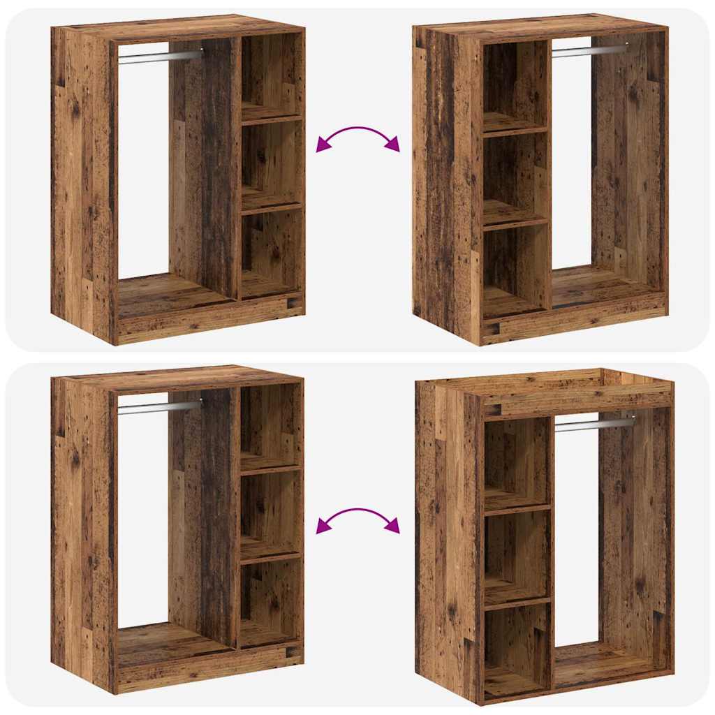 Kleiderschrank mit Regal mit Speicher Altholz 77 x 48 x 102 cm
