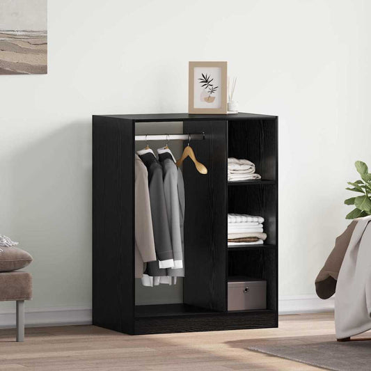 Kleiderschrank mit Regal Schwarz Eichen-Optik 77 x 48 x 102 cm