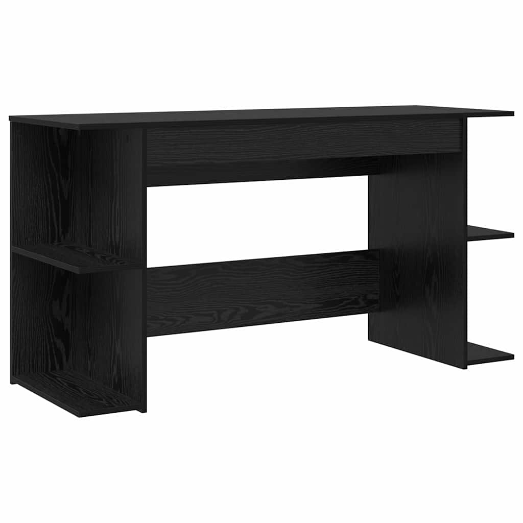 Desk with Shelf Black Oak Effect 140 x 50 x 75 cm
