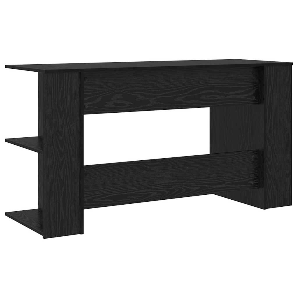 Desk with Shelf Black Oak Effect 140 x 50 x 75 cm