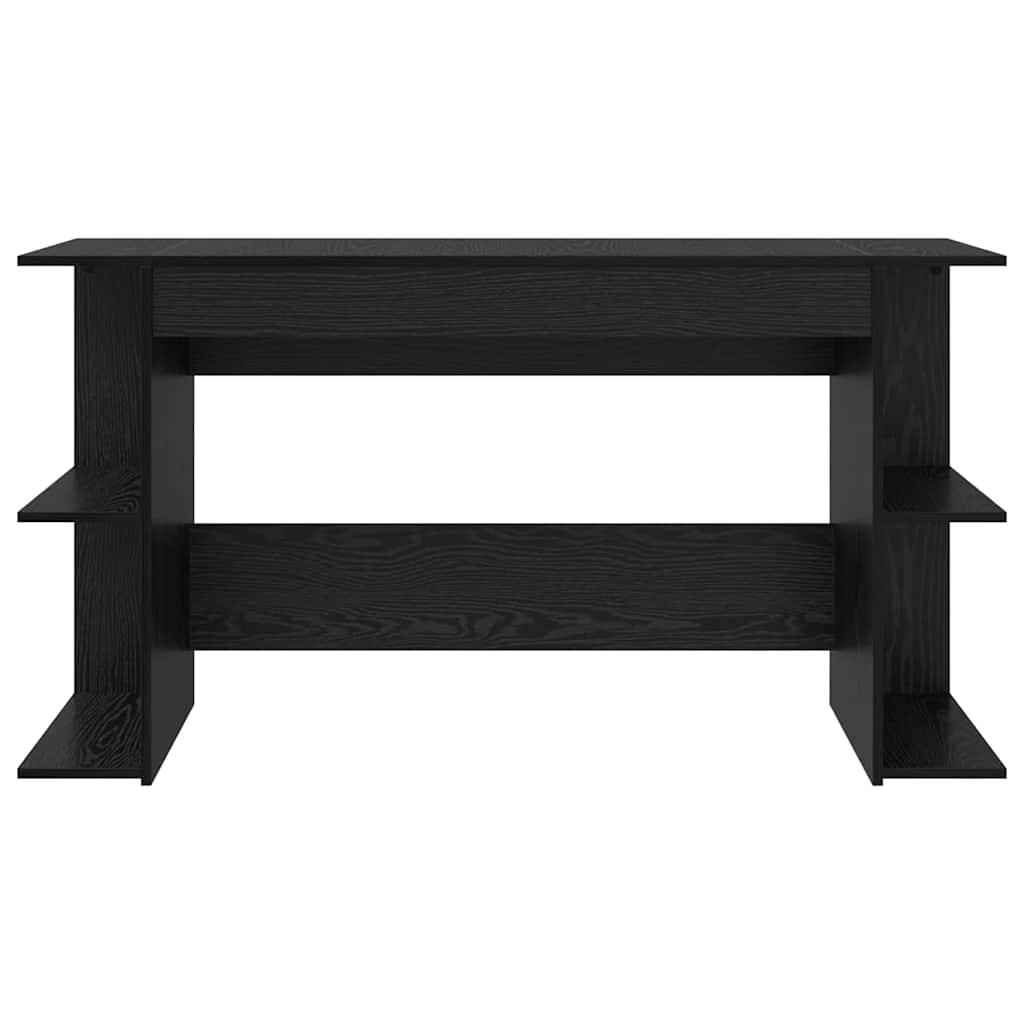Desk with Shelf Black Oak Effect 140 x 50 x 75 cm