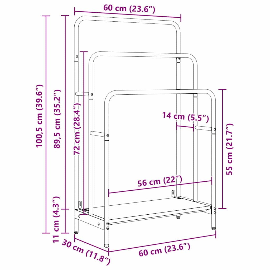 Clothes rack Sonoma Oak 60 x 30 x 100.5 cm wood-based material
