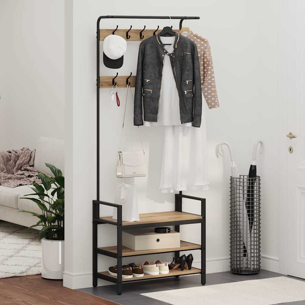 Coat Rack Artisan Oak 75 x 34 x 184 cm Engineered Wood
