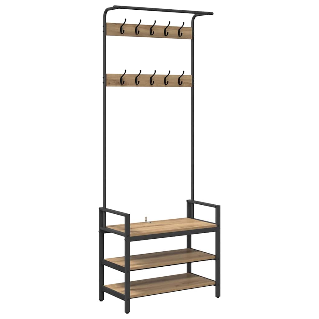 Coat Rack Artisan Oak 75 x 34 x 184 cm Engineered Wood
