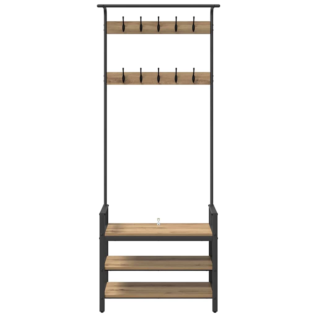 Coat Rack Artisan Oak 75 x 34 x 184 cm Engineered Wood