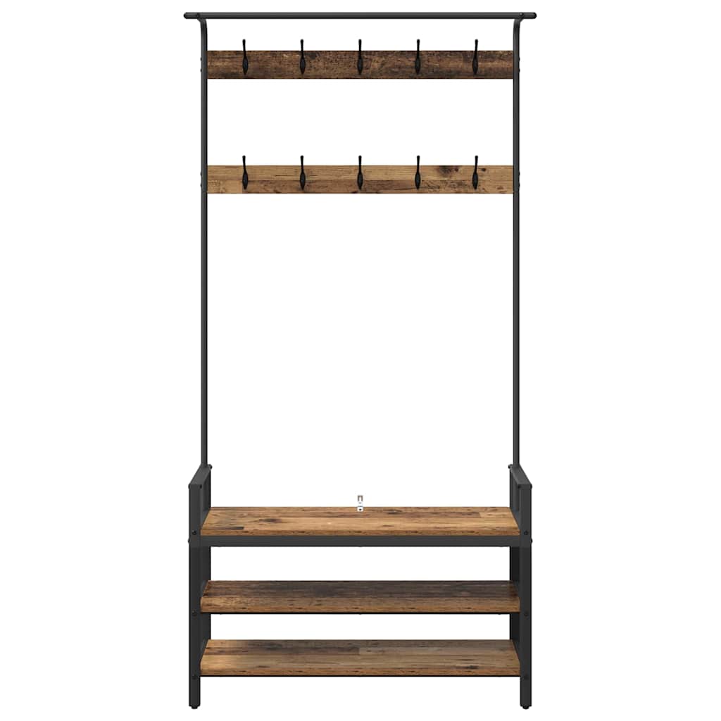 Portemanteau bois recyclé 95 x 34 x 184 cm panneau de bois
