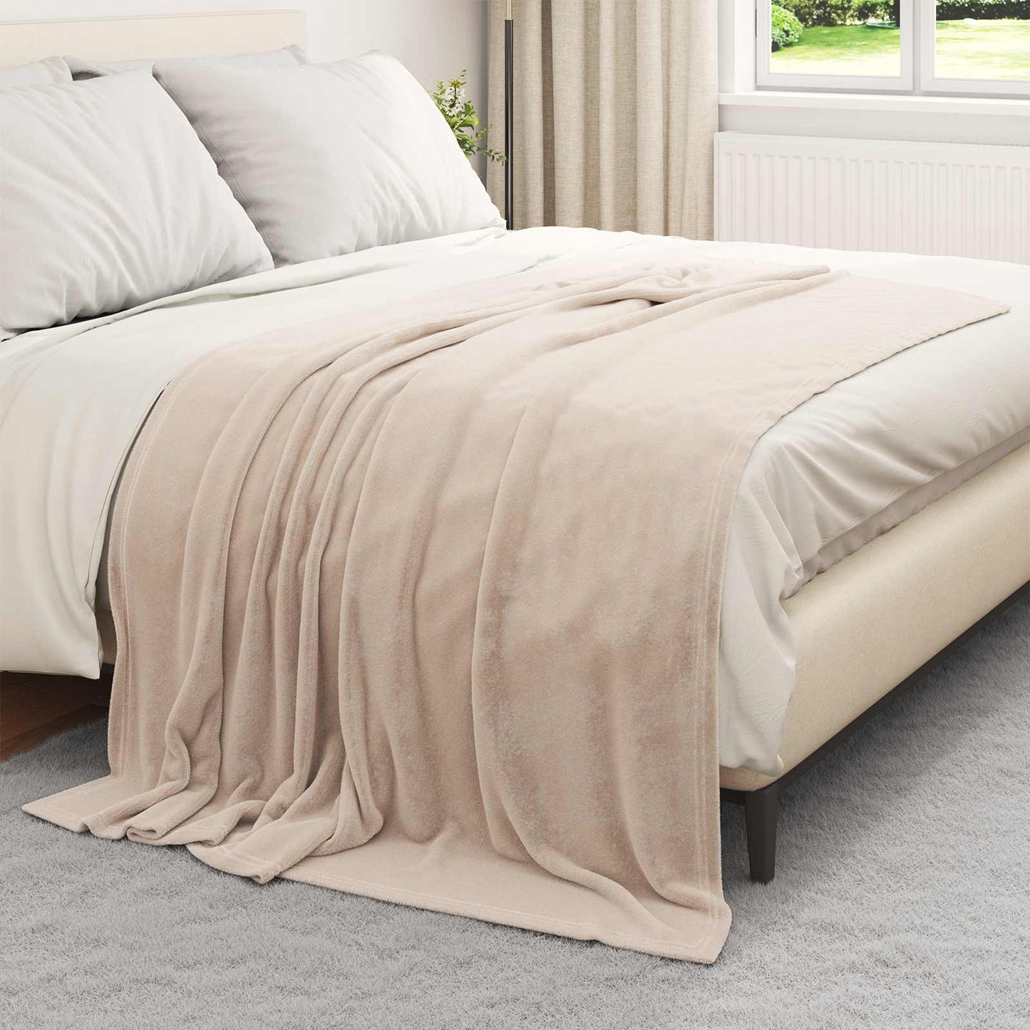 Überwurfdecke Beige 150 x 200 cm Fleece