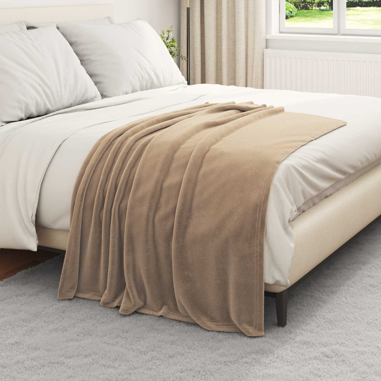 Plaid chameau 130 x 150 cm polaire