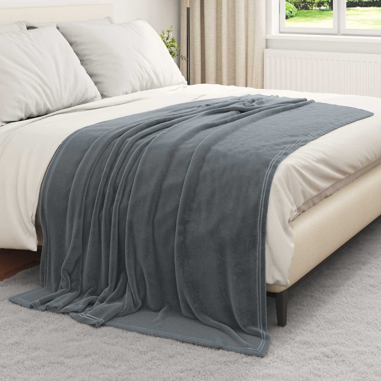 Überwurfdecke Dunkelgrau 150 x 200 cm Fleece