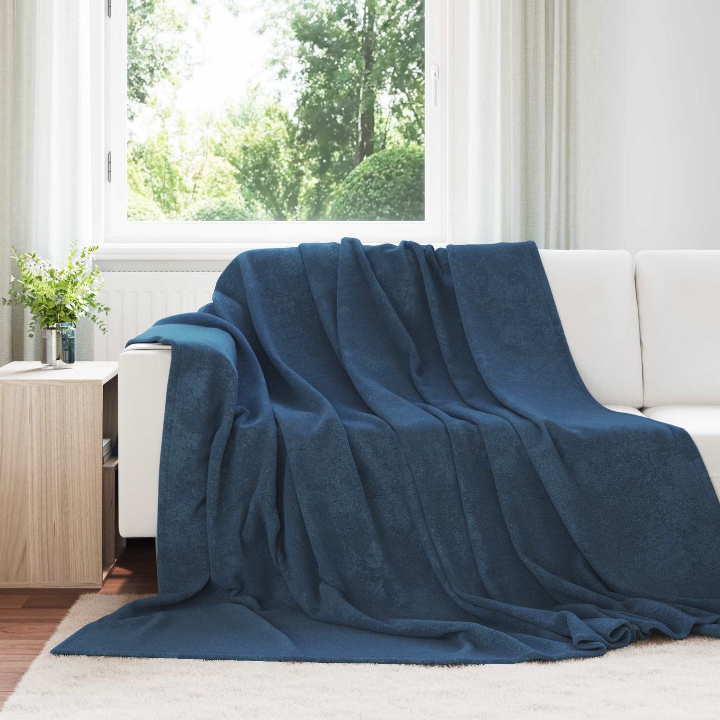 Überwurfdecke Marineblau 240 x 270 cm Fleece