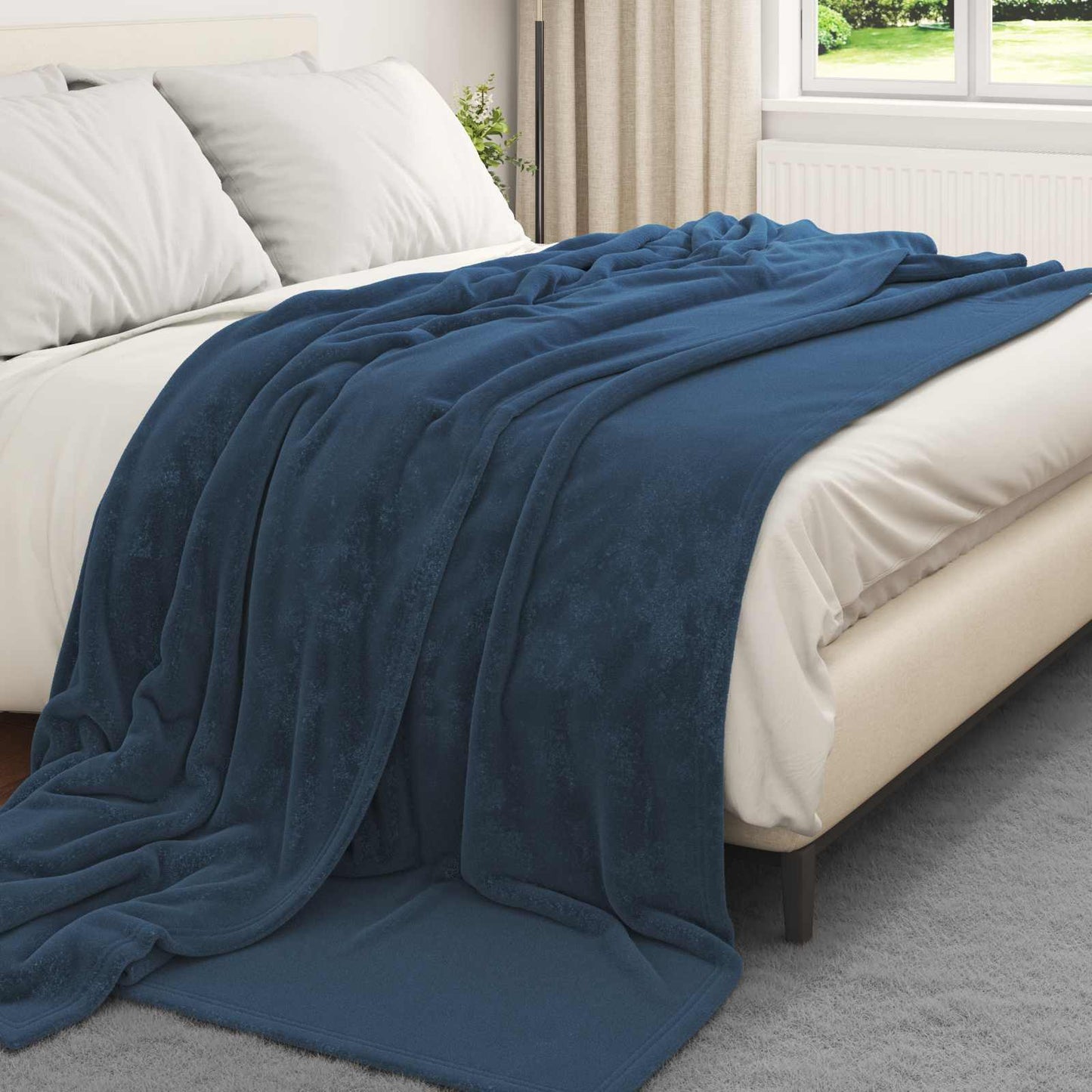 Überwurfdecke Marineblau 240 x 270 cm Fleece