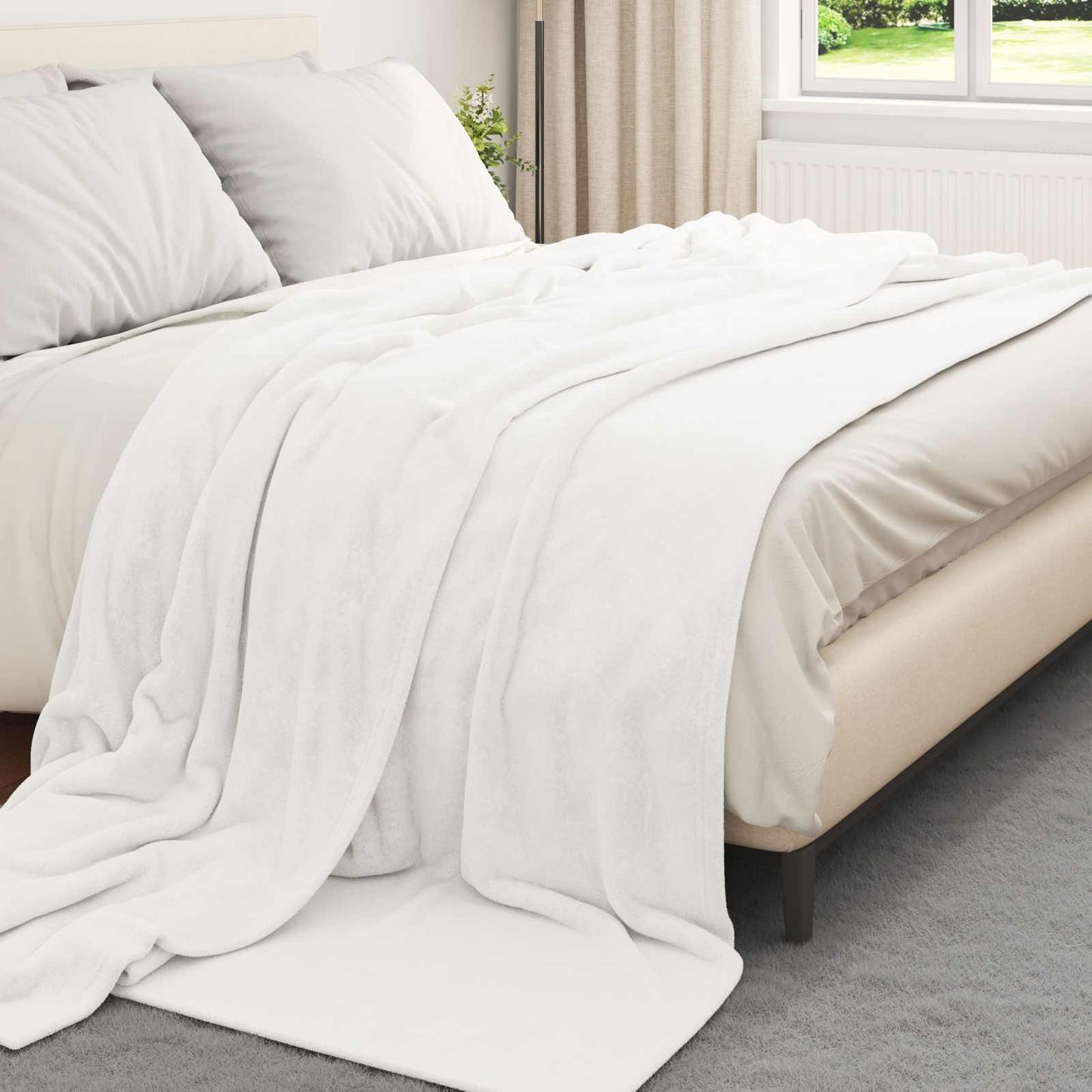 Jeté de canapé polaire blanc 240 x 270 cm