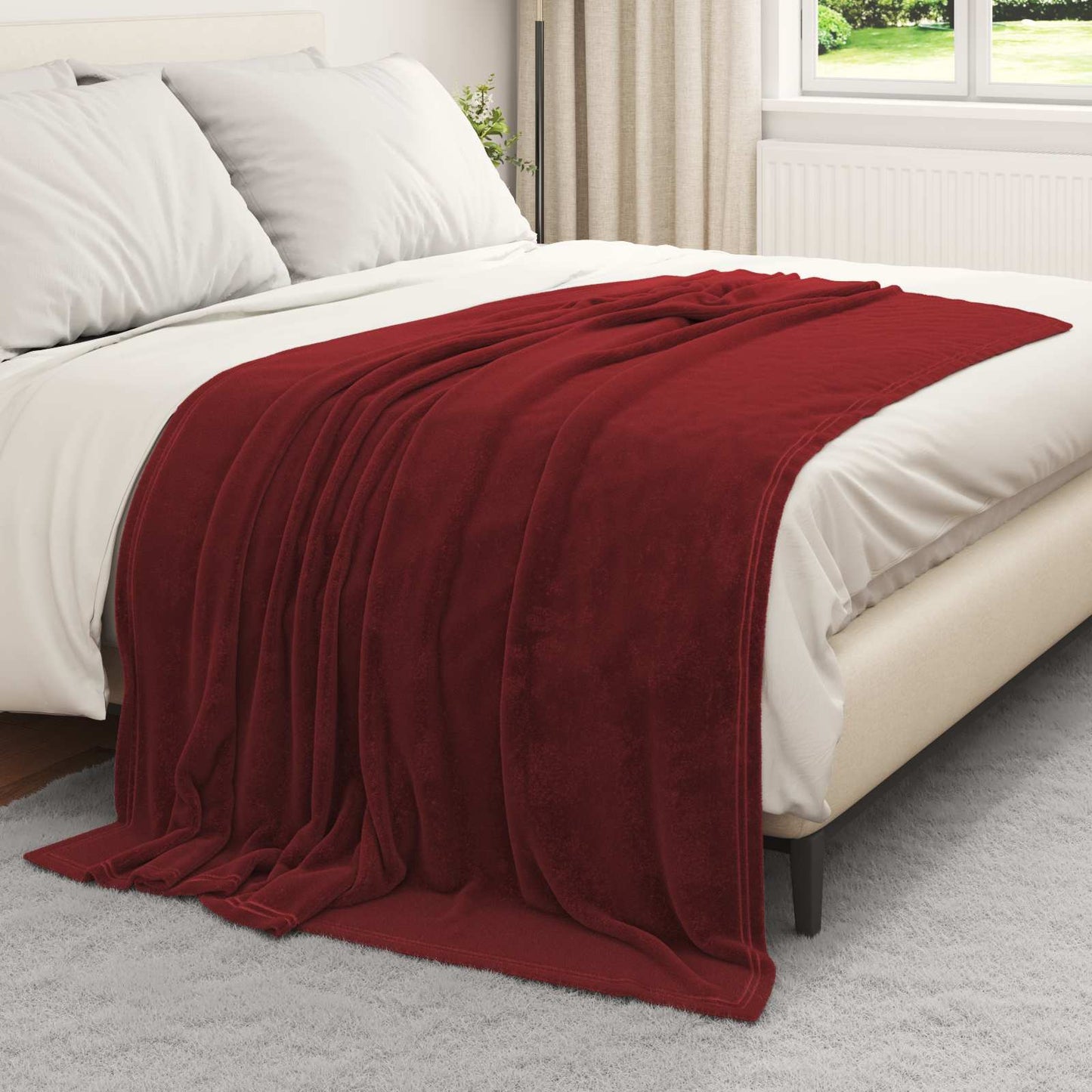 Couvre-lit Polaire Rouge Bordeaux 150 x 200 cm
