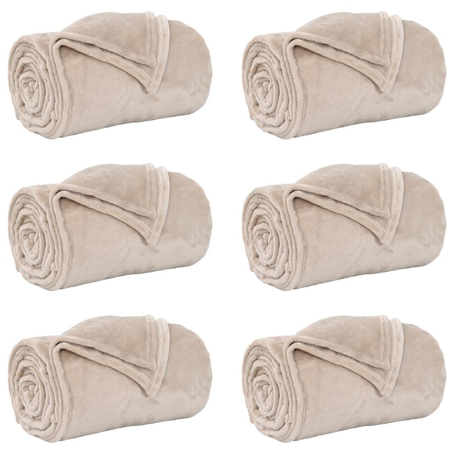 Plaids 6 pcs Beige 130 x 150 cm Polaire