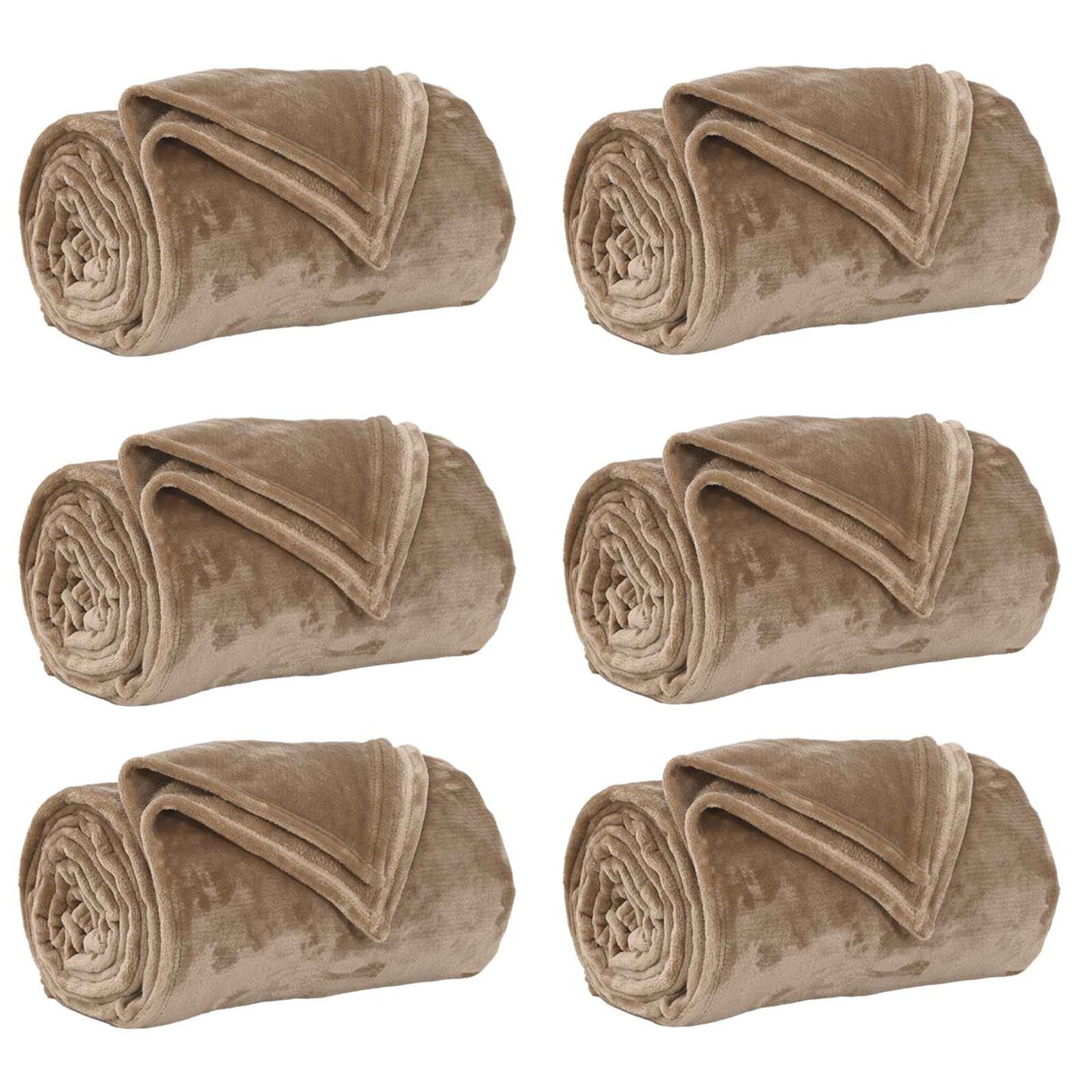 Blankets 6 pcs Camel 220 x 240 cm Fleece