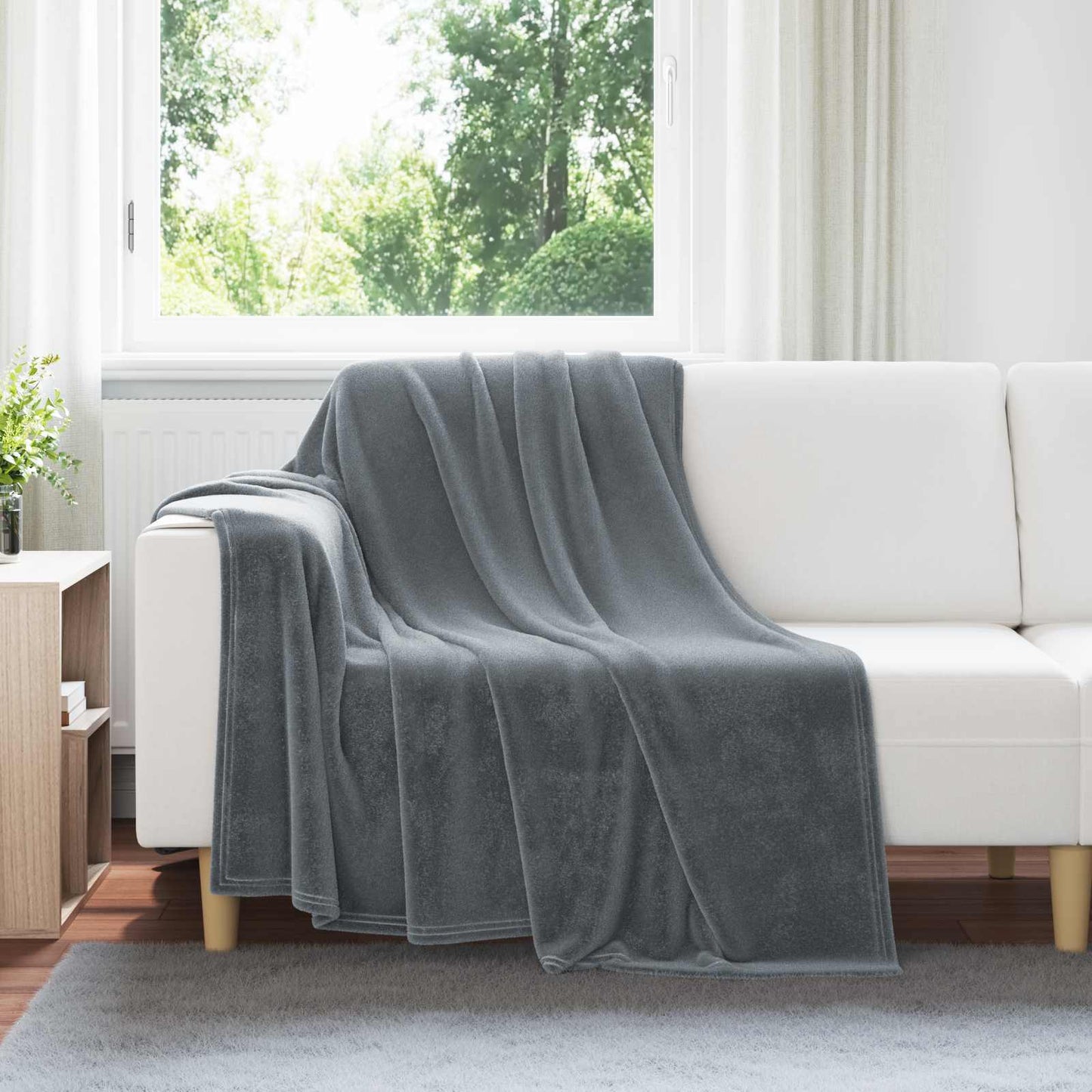 Couvertures 6 pcs Gris foncé 150 x 200 cm Polaire