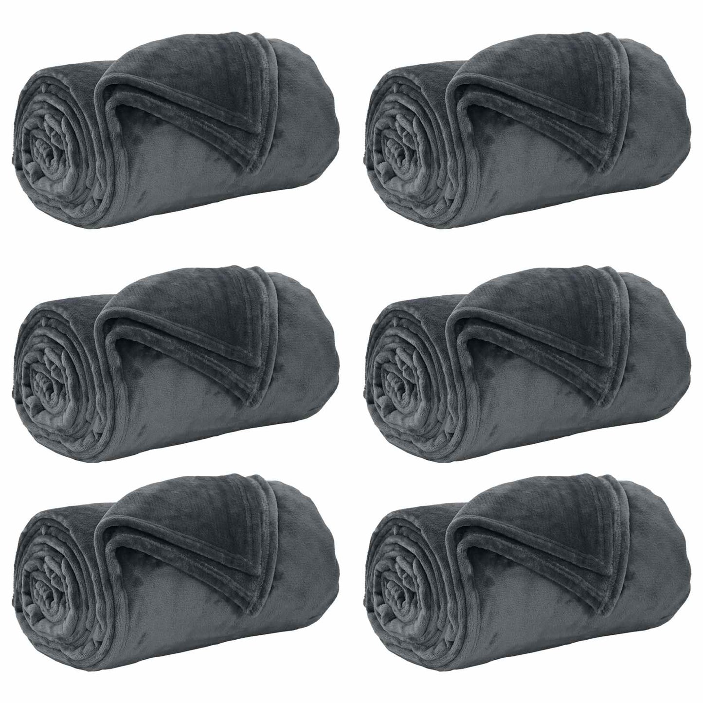 Couvertures 6 pcs Gris foncé 150 x 200 cm Polaire