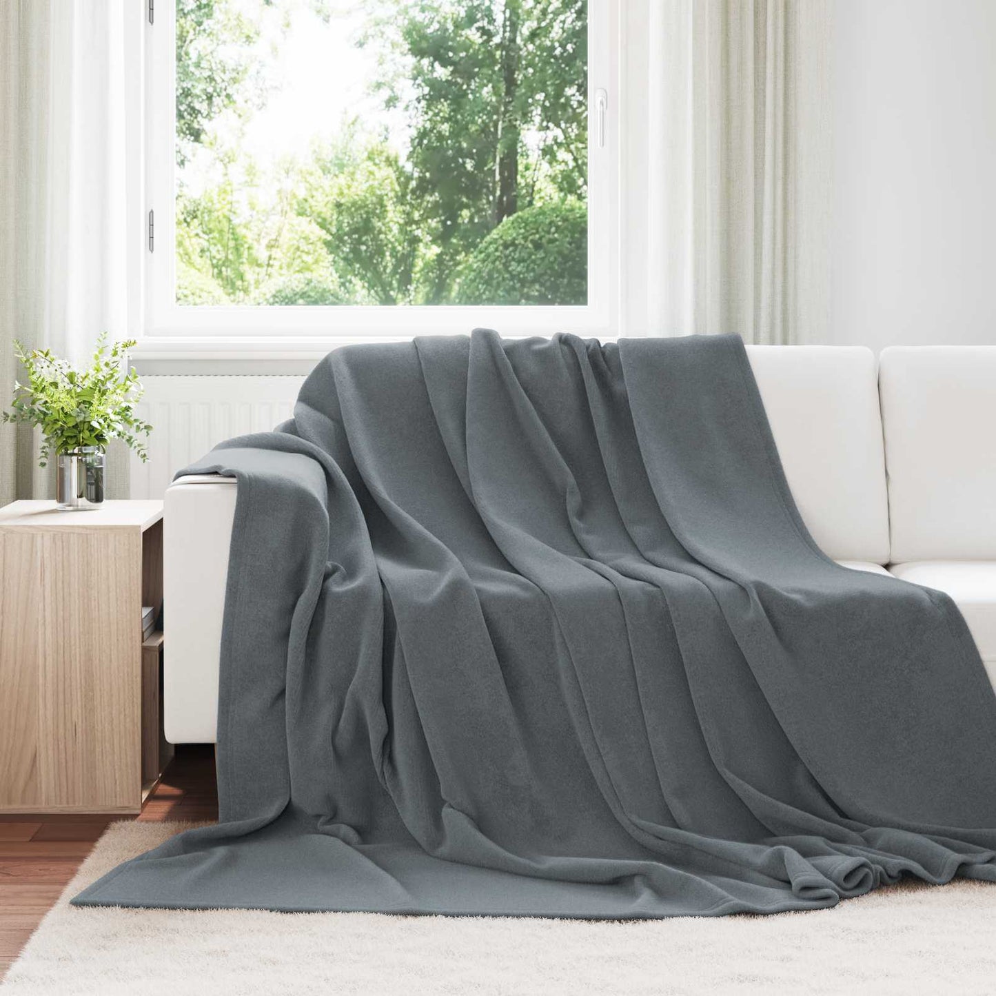 Wohndecken 6 pcs Dunkelgrau 240 x 270 cm Fleece