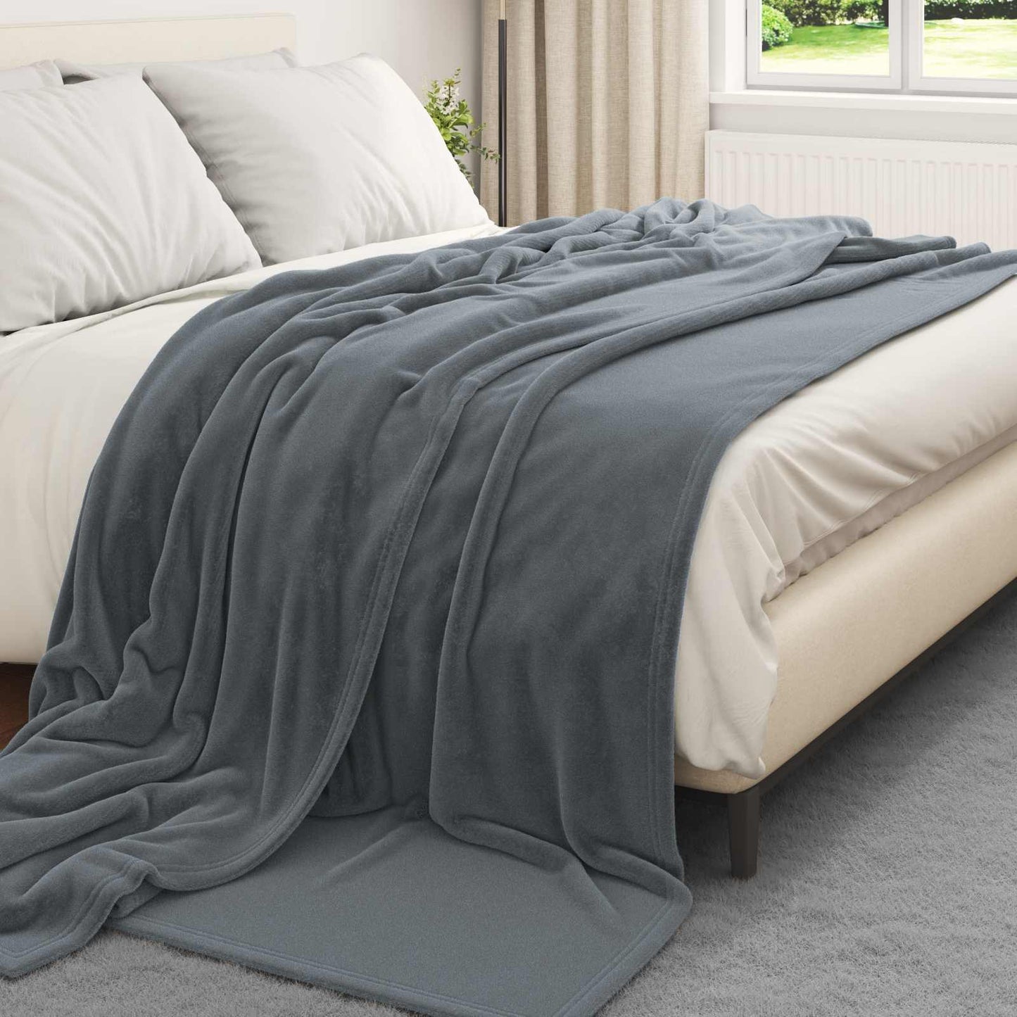 Wohndecken 6 pcs Dunkelgrau 240 x 270 cm Fleece