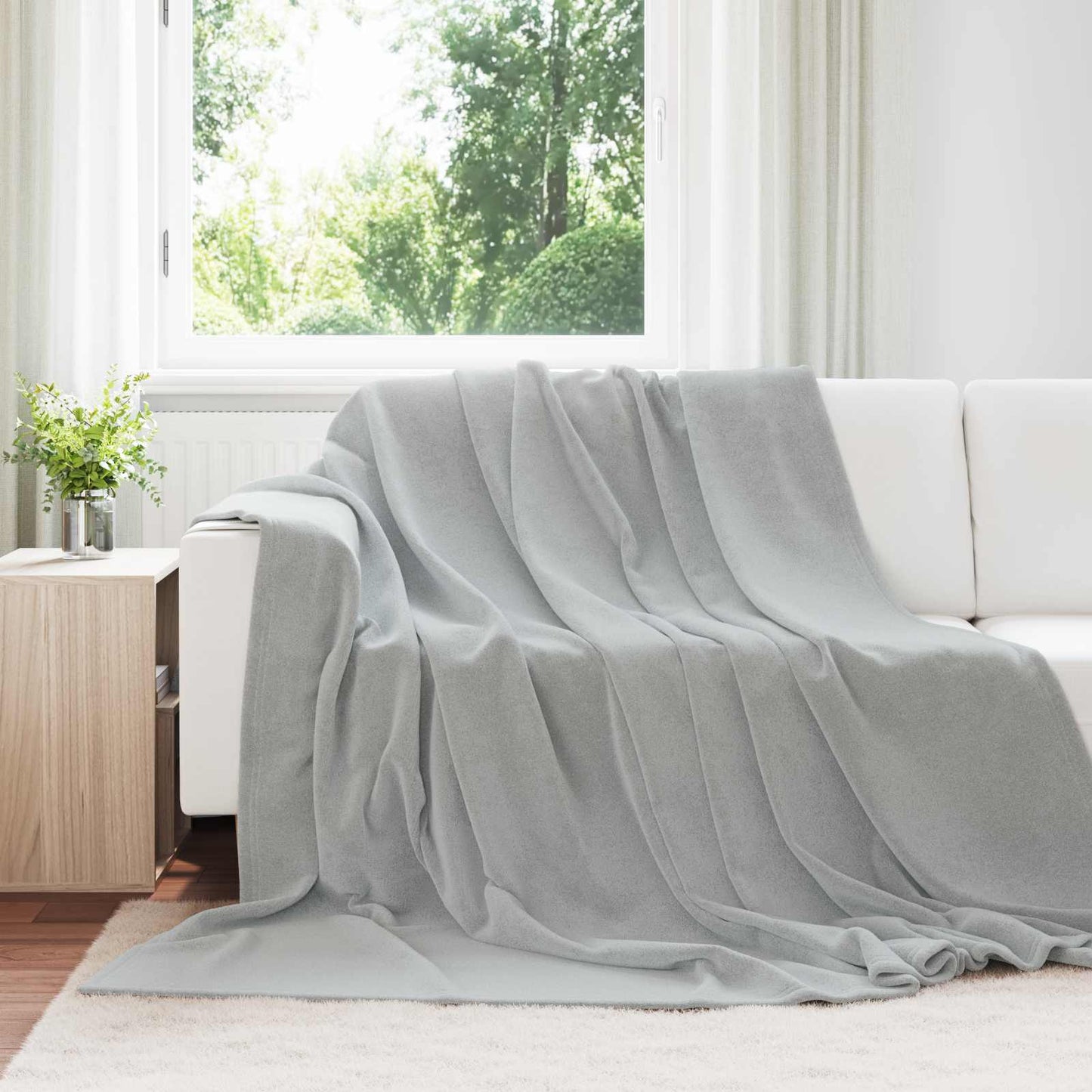 Plaids 6 pcs Gris 240 x 270 cm Polaire