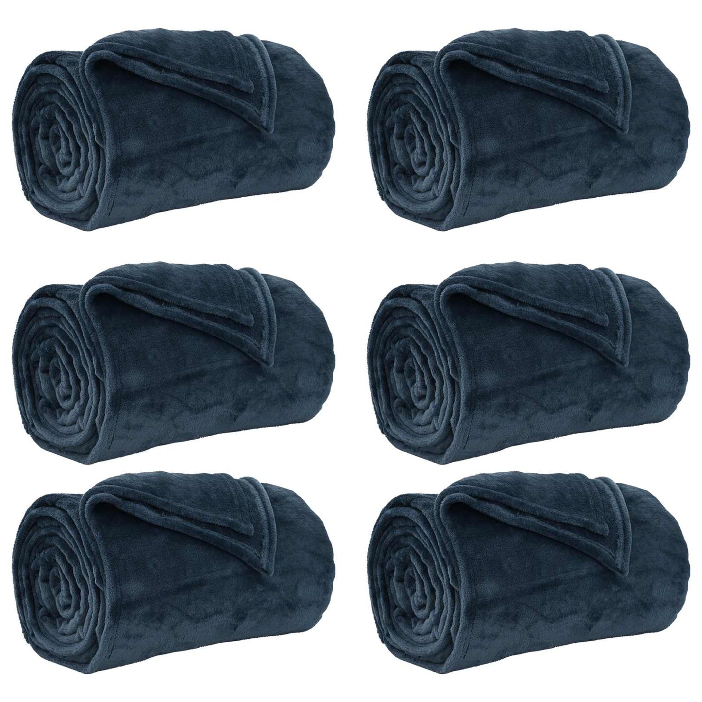 Blankets 6 pcs Navy Blue 130 x 150 cm Fleece