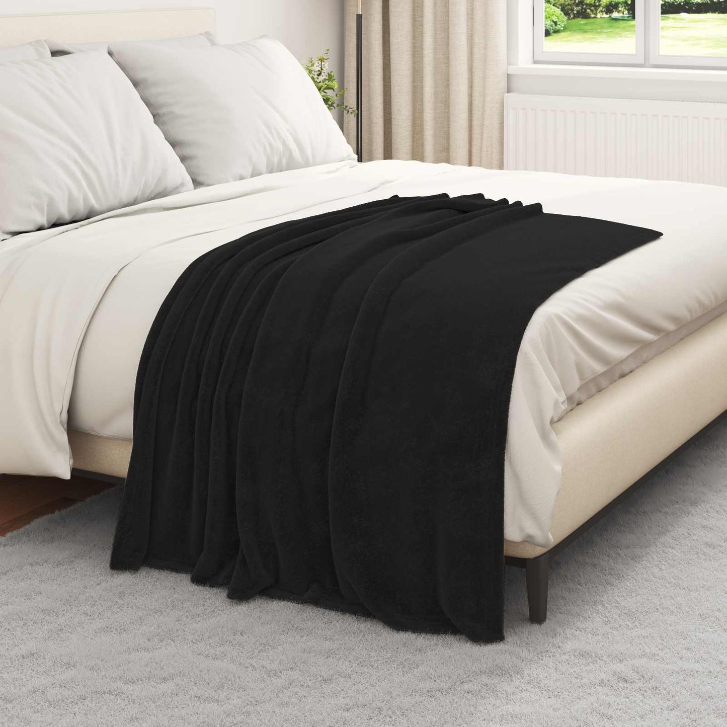 Plaids 6 pcs Noir 130 x 150 cm Polaire