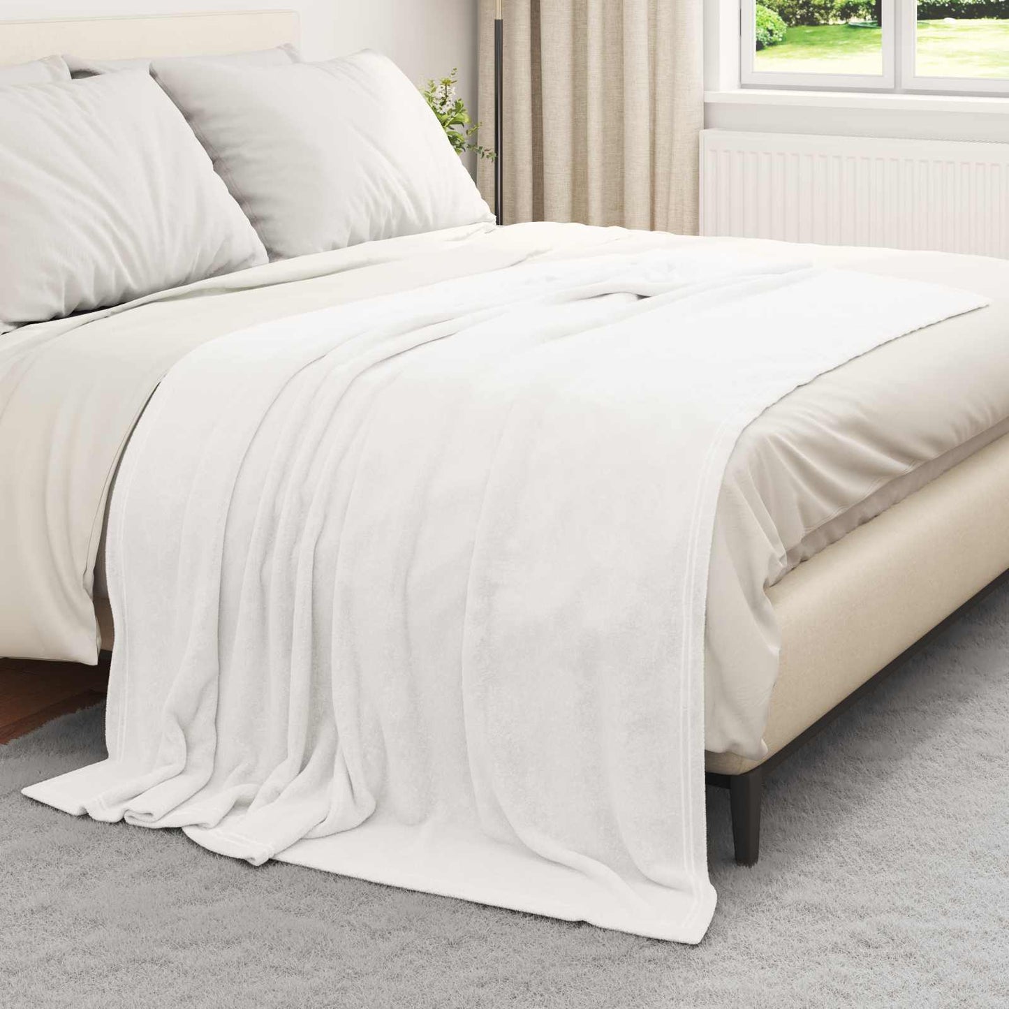 Plaids 6 pcs Blanc 150 x 200 cm Polaire