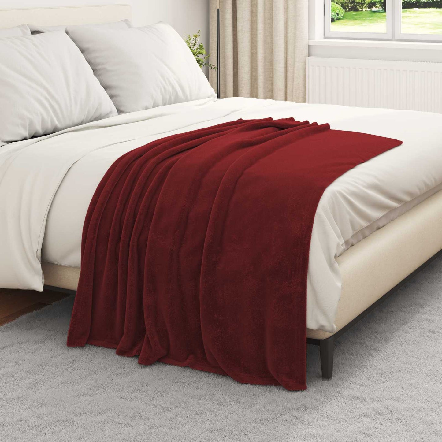 Plaids 6 pièces Rouge bordeaux 130 x 150 cm Polaire