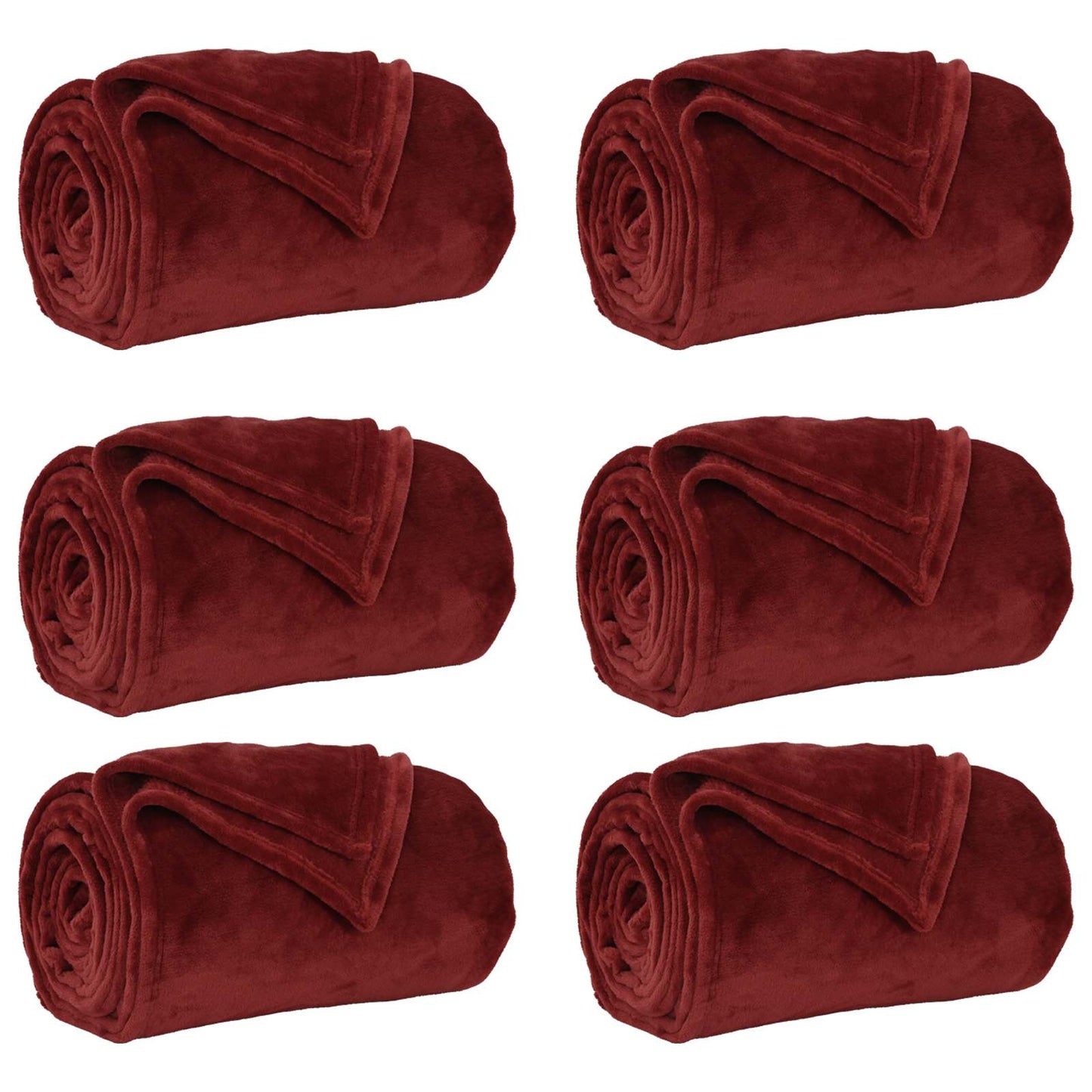 Wohndecken 6 pcs Bordeauxrot 150 x 200 cm Fleece