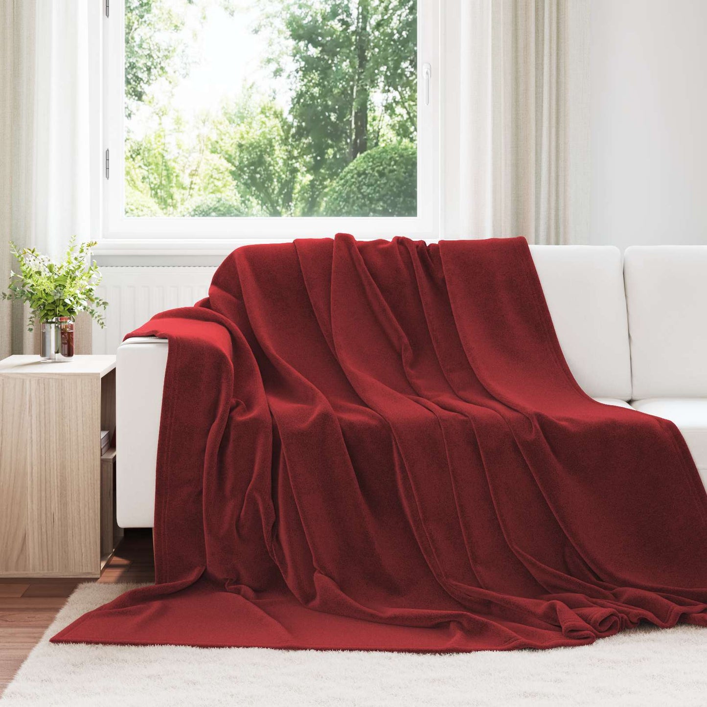 Blankets 6 pcs Bordeaux Red 240 x 270 cm Fleece
