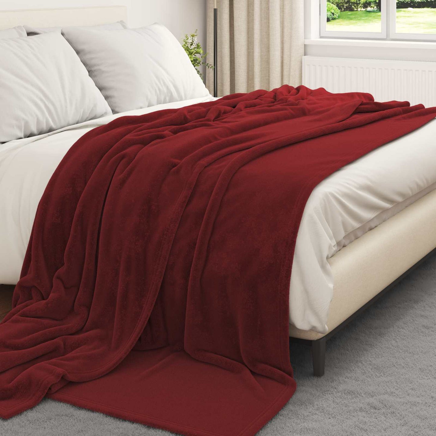 Blankets 6 pcs Bordeaux Red 240 x 270 cm Fleece